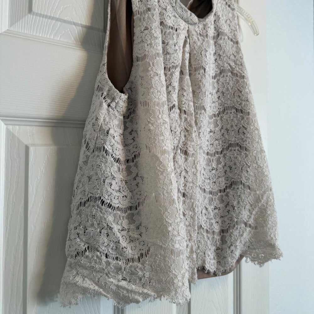 Love, Fire Women’s Sleeveless Lace Blouse, Cream, XL - Picture 2 of 9
